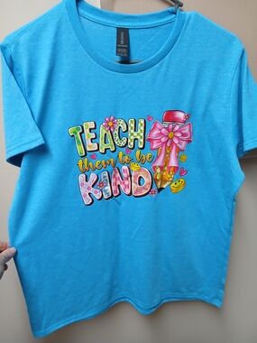 Teach Them To Be Kind Graphic Kids T-Shirt - Blue
